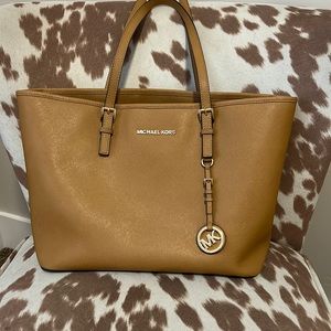Michael Kors Tan Jet Set Zip Tote